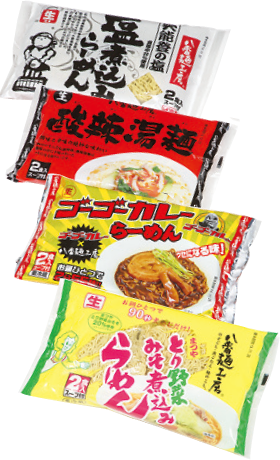 ★八番麺工房オリジナルらーめん詰め合わせ（まつやとり野菜みそ煮込みらーめん、奥能登の塩・塩煮込みらーめん、ゴーゴーカレーらーめん、酸辣湯麺を各2食）。1500円（送料込み）