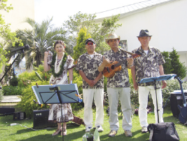 ハワイアンバンド「マウナ・オル・メレ」。マウナ＝山、オル＝和やか、メレ＝歌、と和歌山を愛する意味を込めてネーミング