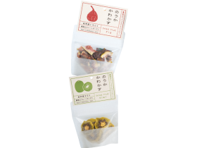 のうかかわかす　各648円キウイ、イチジク（右写真）をはじめ、梨、桃、平種無柿、太秋柿などユニークなフルーツがそろう全6種類