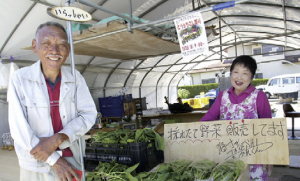 畑の一角で新鮮野菜を販売（販売は収穫後出荷するまで）