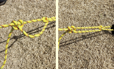 3.結び目の間は自由に動くので、ロープの張りを緩めたり、締めたり調整できます