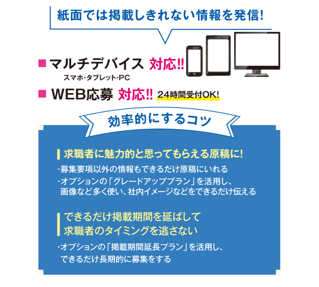 紙面では掲載しきれない情報を発信!マルチデバイス対応、WEB応募対応!