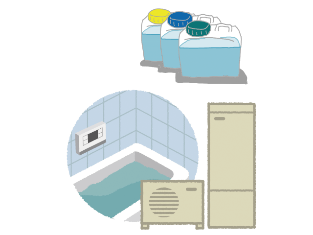 気象災害、地震災害に備えよう②<br/>エコキュートの貯湯タンク<br/>断水時の生活用水に
