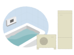 環境と住む人にやさしい省エネの家⑧<br/>空気熱で電力とCO2を削減<br/>高効率給湯器「エコキュート」