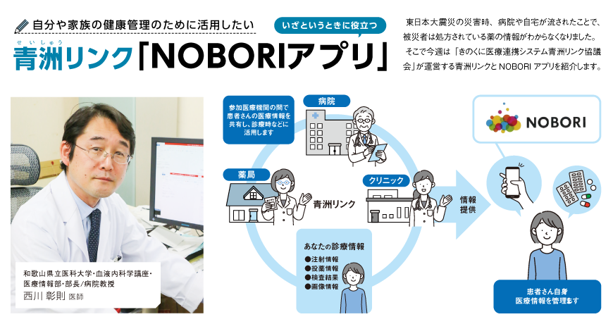 リビング和歌山3月18日号「自分や家族の健康管理のために活用したい いざというときに役立つ 青洲リンク「NOBORIアプリ」 」