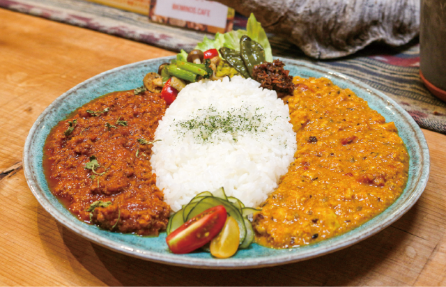 Kimino’s café本日(たまごのココナッツと鶏ミンチ肉)のあいがけカレー