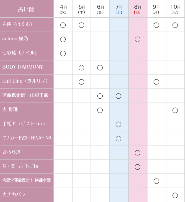 出店スケジュール