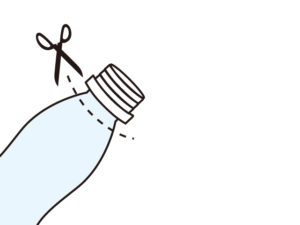 ②ペットボトルの先を切ります