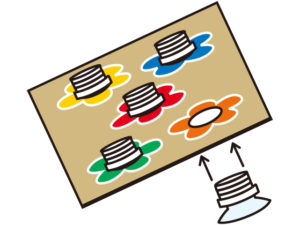 ④③の裏から②を通してテープでとめます